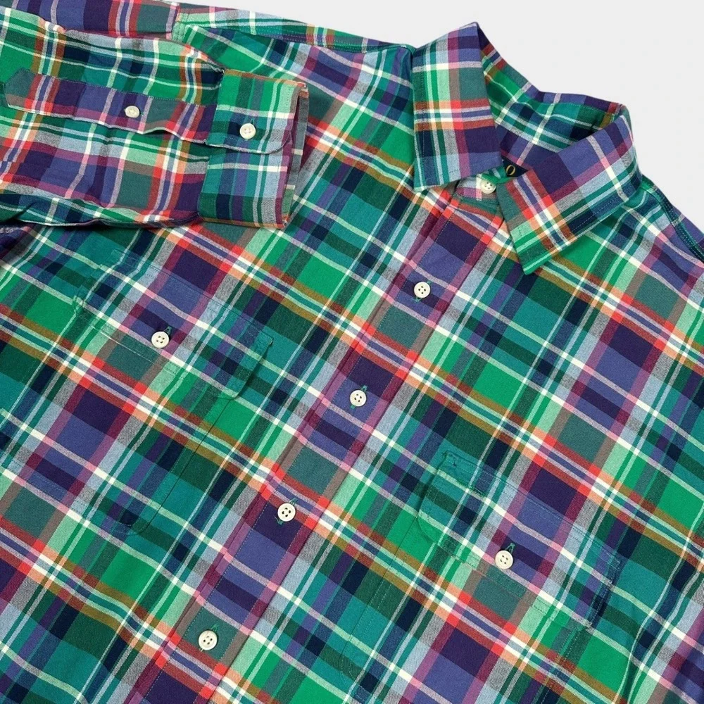 New Polo Ralph Lauren Shirt Mens LT Green Multi Plaid Long Sleeve Button Down